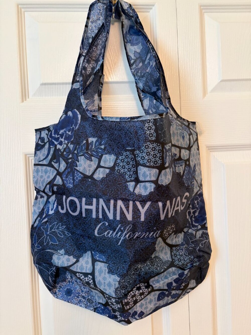 Johnny Was Blue Nylon Silky Tote Bag